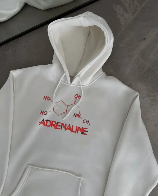 Kışlık Uzun Kol Kapüşonlu SweatShirt - Beyaz