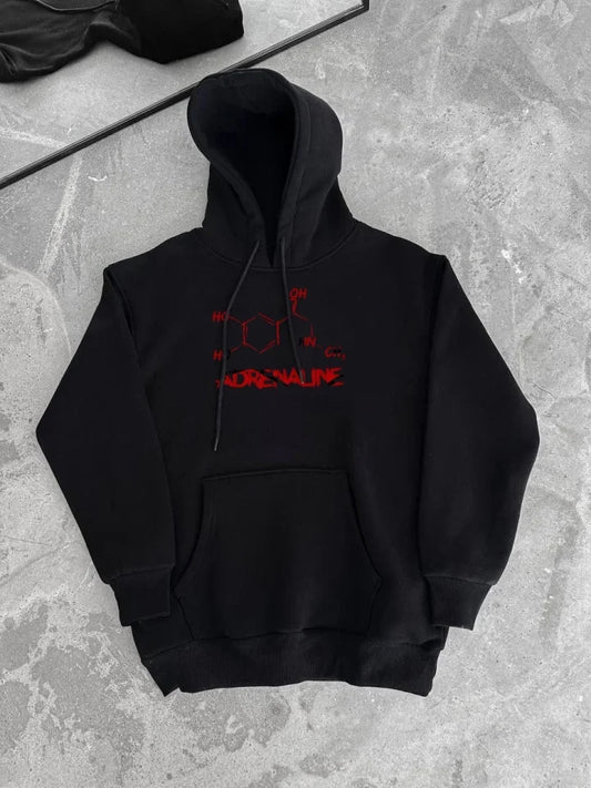 Kışlık Uzun Kol Kapüşonlu SweatShirt - Siyah