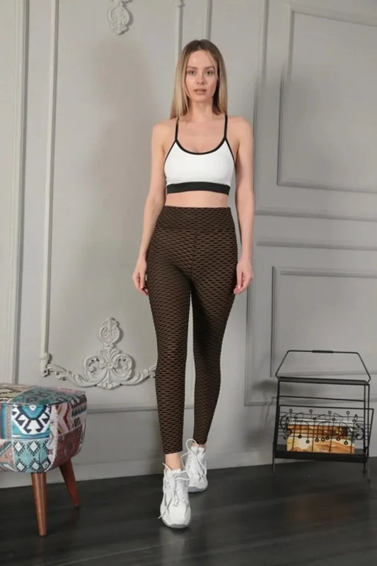 Yüksek Bel  Toparlayıcı Likralı Büzgülü Tayt - Sarı