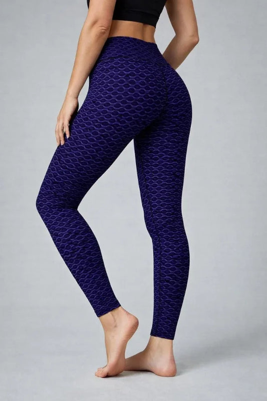 Yüksek Bel Toparlayıcı Likralı Büzgülü Tayt - Mavi