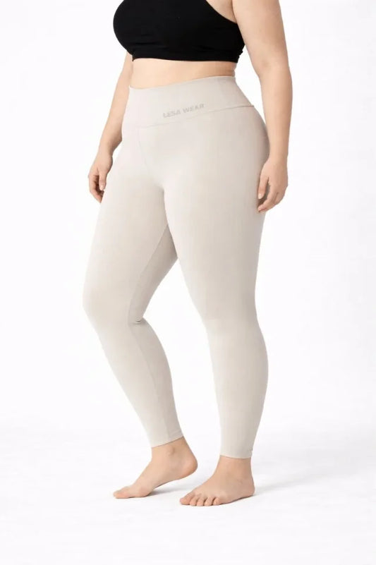 Yüksek Bel Toparlayıcı Likralı Dalgıç Spor Tayt Esnek Battal Büyük Beden - Taş