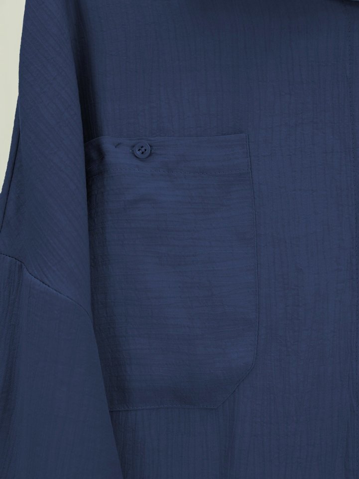 Çift Cepli Oval Kesim Kolu Katlamalı Gömlek Tunik -Laci