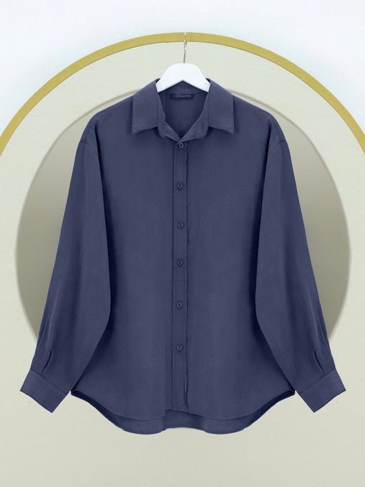 Oval Kesim Tensel Cupra Gömlek -Laci