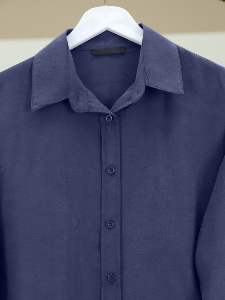 Oval Kesim Tensel Cupra Gömlek -Laci