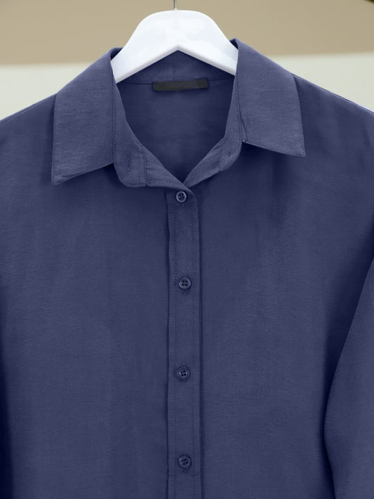 Oval Kesim Tensel Cupra Gömlek -Laci