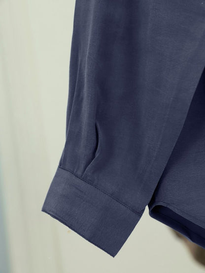 Oval Kesim Tensel Cupra Gömlek -Laci