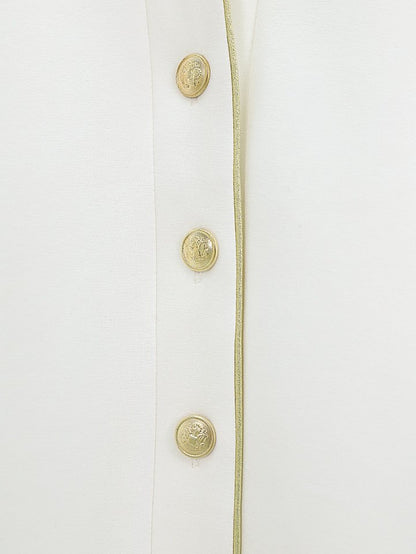 Düğmeli Biyeli Osyho Hırka -Beyaz