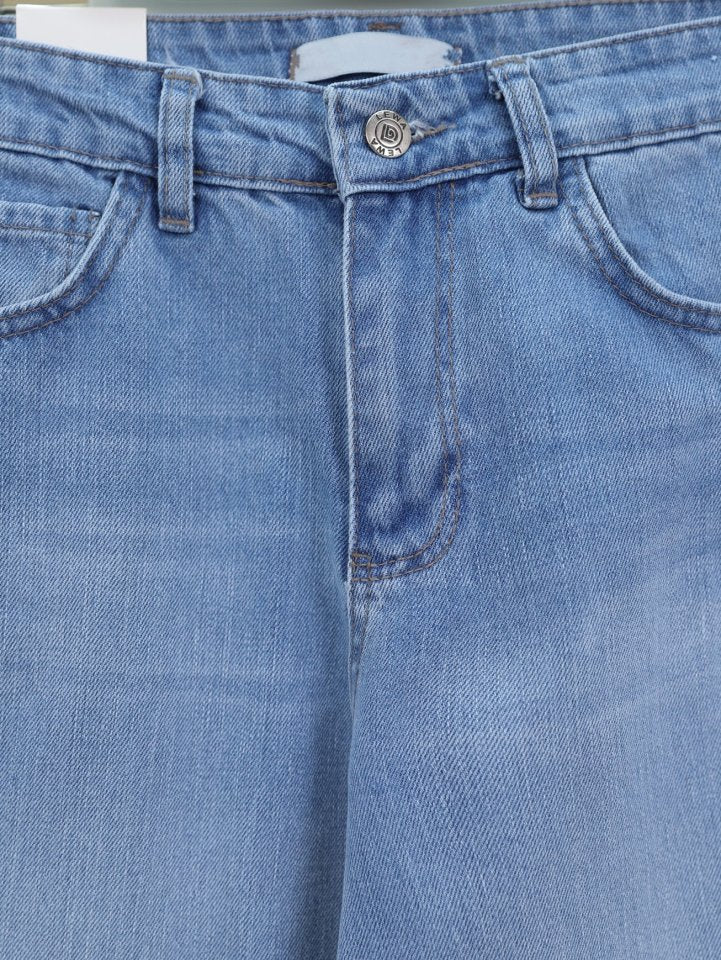 Çok Cepli Yüksek Bel Kot Pantolon  -Buz Mavi