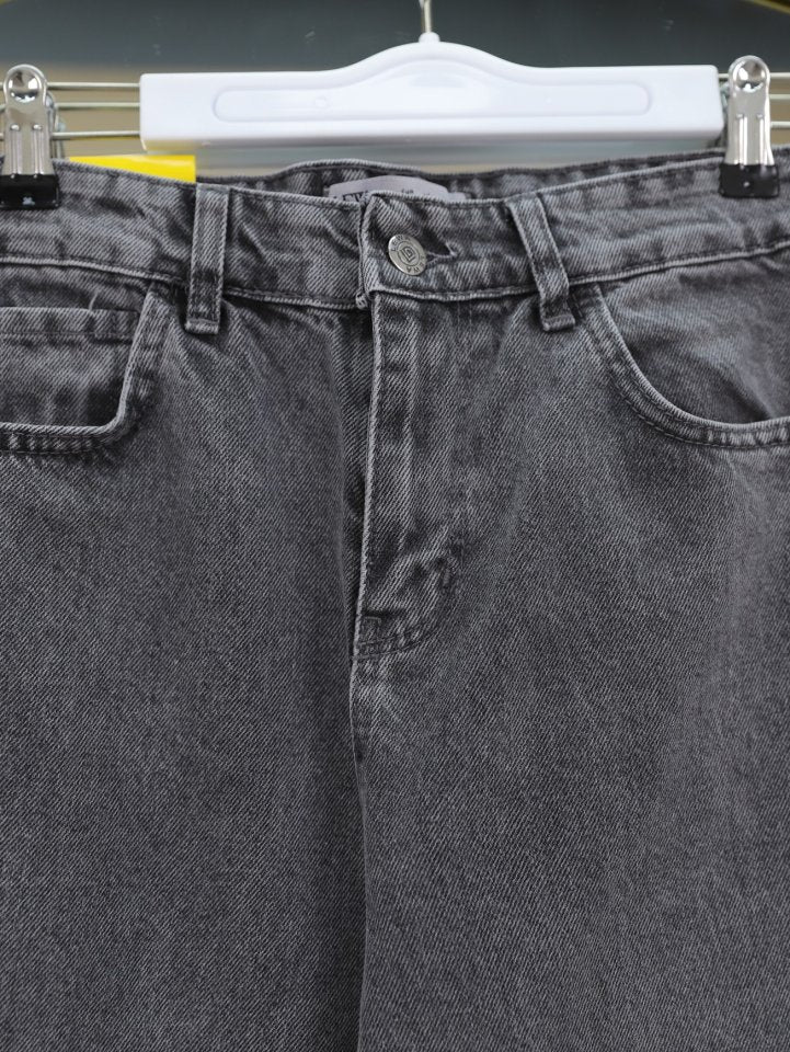 Çok Cepli Yüksek Bel Kot Pantolon  -Füme