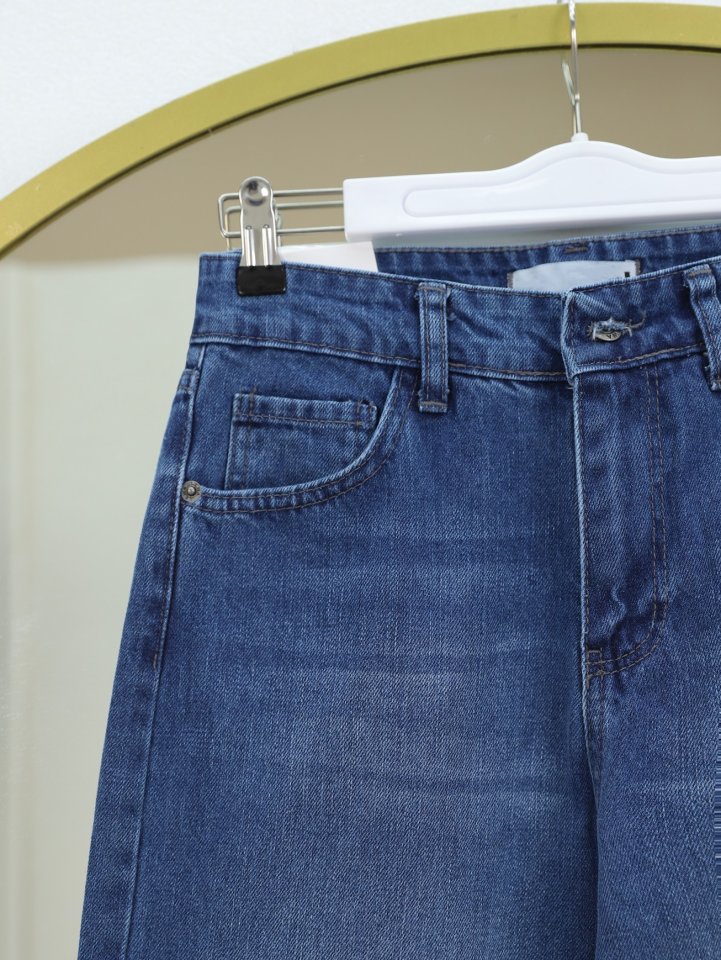 Çok Cepli Yüksek Bel Kot Pantolon  -Mavi