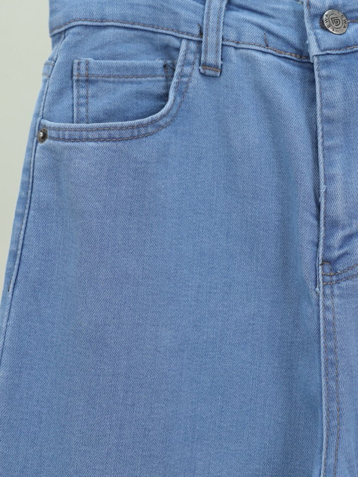 İspanyol Paça Yüksek Bel Kot Pantolon   -Açık Mavi