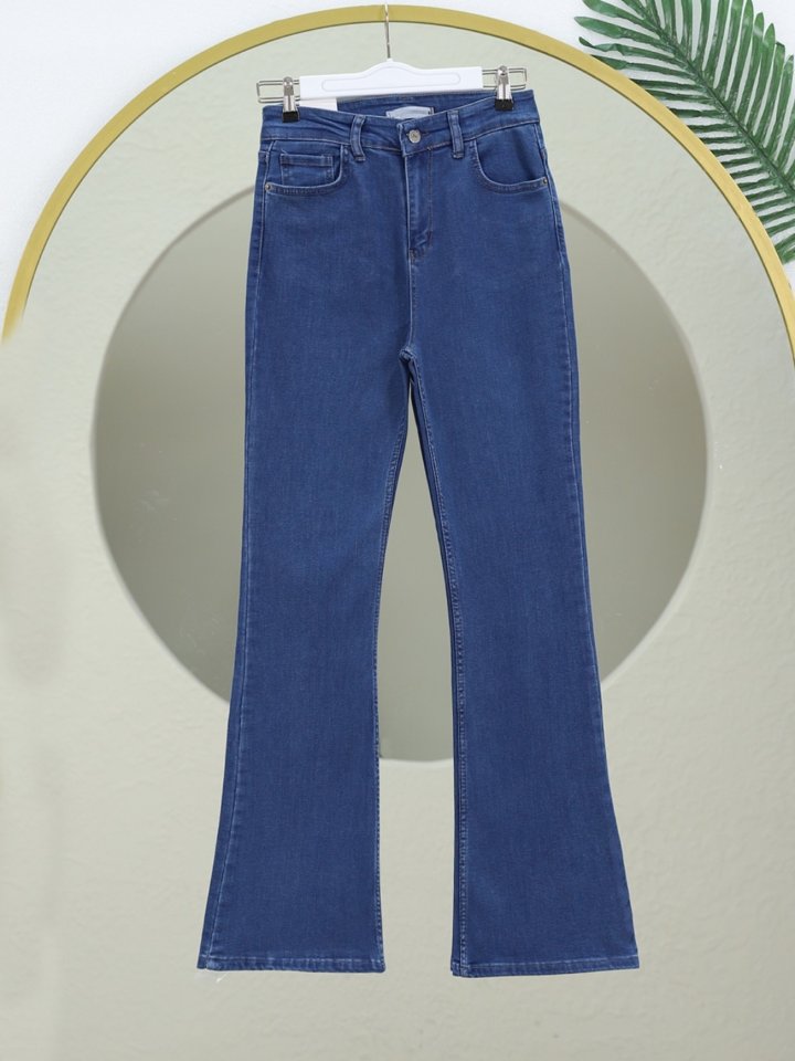 İspanyol Paça Yüksek Bel Kot Pantolon   -Laci