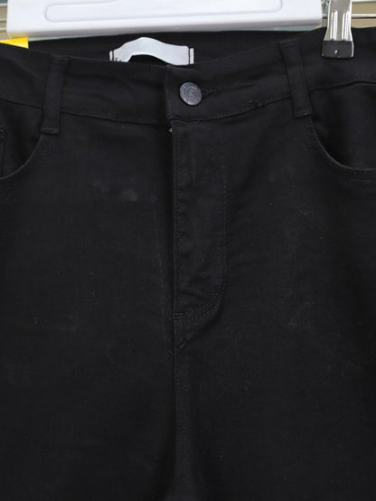 İspanyol Paça Yüksek Bel Kot Pantolon   -Siyah