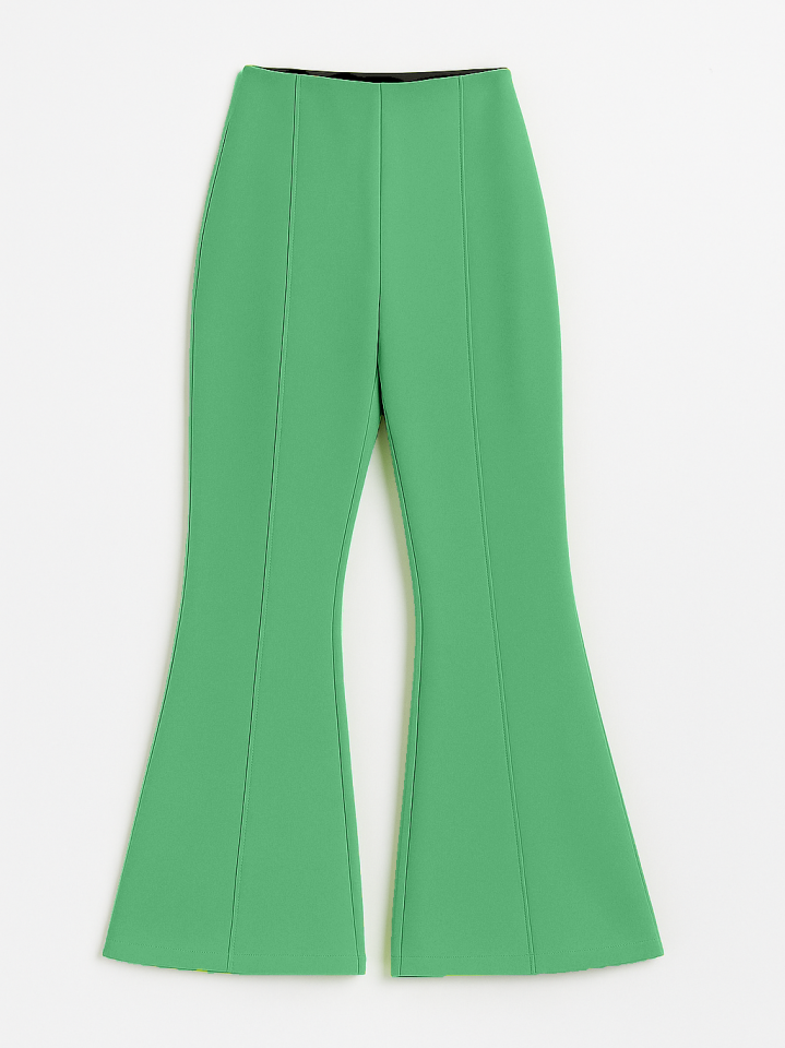 İspanyol Paça Beli Lastikli Likralı Pantolon -A.Yeşil