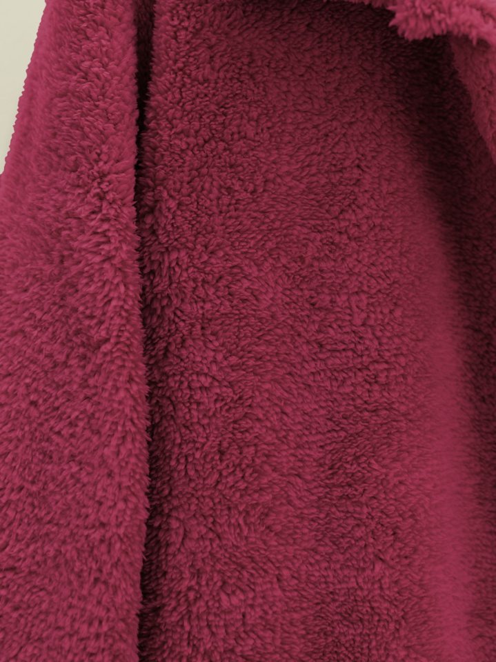 Boydan Düğmeli Cepli Pelüş Ceket   -Bordo