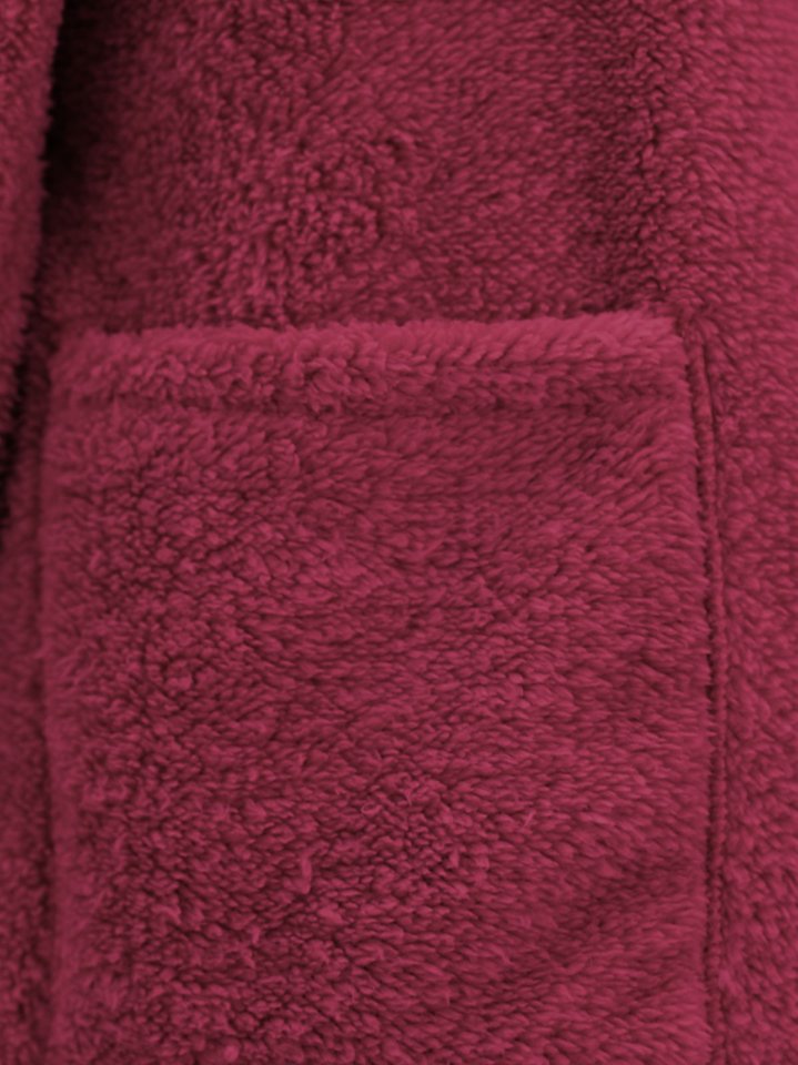 Boydan Düğmeli Cepli Pelüş Ceket   -Bordo