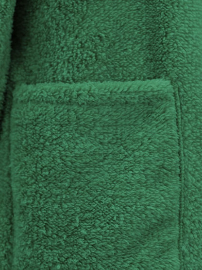 Boydan Düğmeli Cepli Pelüş Ceket   -Yeşil