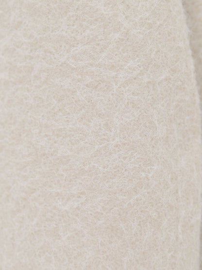 Çift Cepli Önü Düğmeli Astarlı Buklet Kaban -Ekru