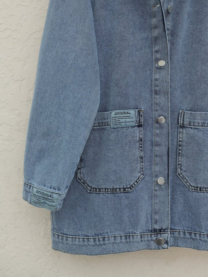 Torba Cepli Düğmeli Kot Ceket -Mavi