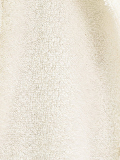 Boydan Düğmeli Cepli Pelüş Ceket -Ekru