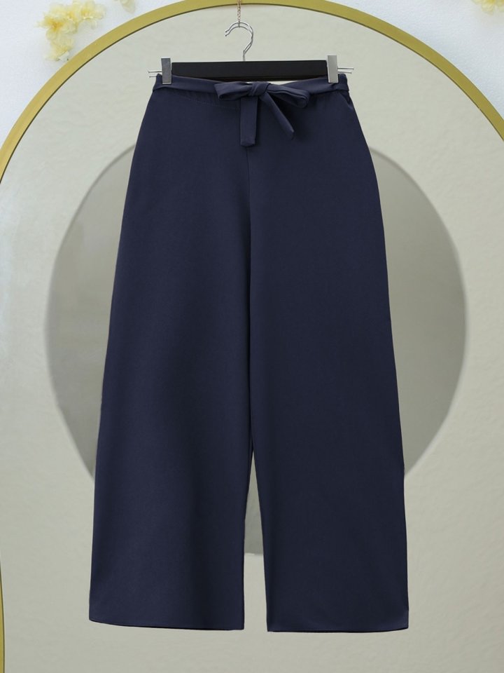 Beli Lastikli Bağlamalı  Bol Paça Pantolon  -Laci