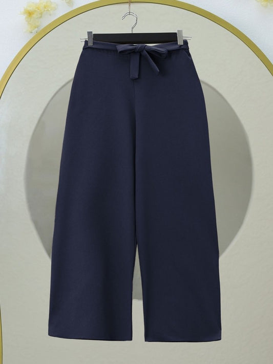 Beli Lastikli Bağlamalı  Bol Paça Pantolon  -Laci