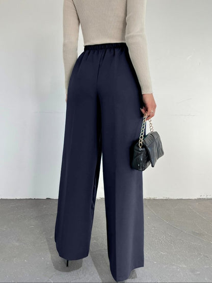 Beli Lastikli Bağlamalı  Bol Paça Pantolon  -Laci