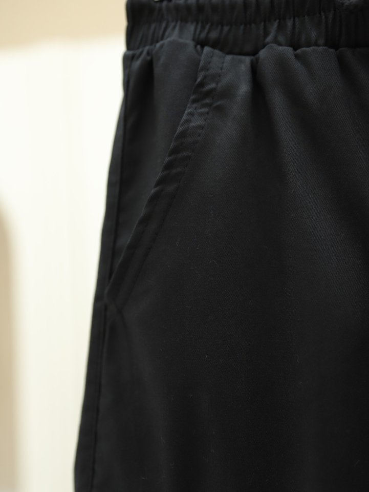 Beli Ve Paçası Lastikli Bağcıklı Kargo Kot Pantolon -Siyah