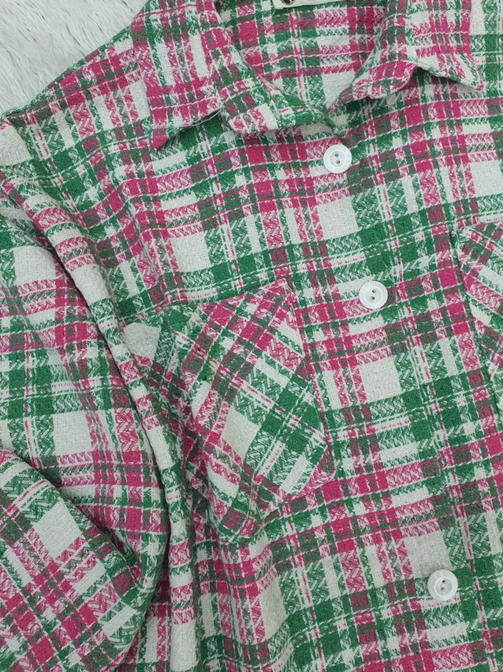 Boydan Düğmeli Çift Cepli Tüvit Gömlek  -Pembe