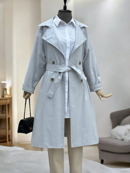 Bolero Detaylı Kemerli Araboy Trençkot -Açık Gri