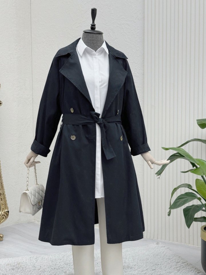 Bolero Detaylı Kemerli Araboy Trençkot -Siyah