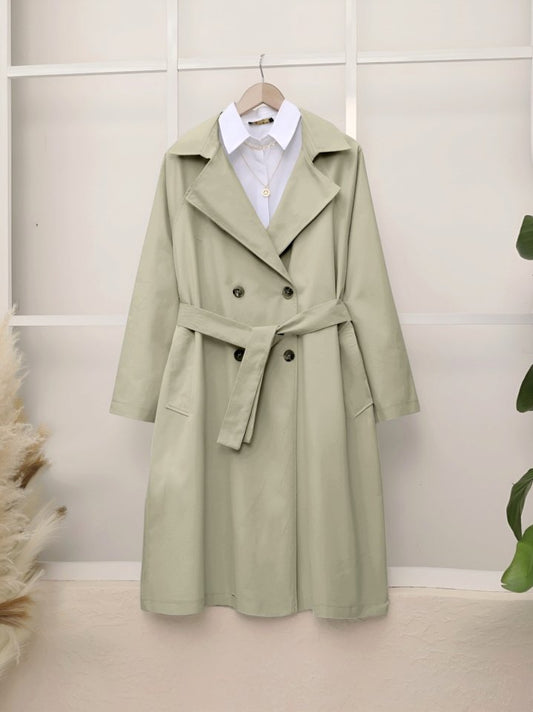 Bolero Detaylı Kemerli Araboy Trençkot -Taş