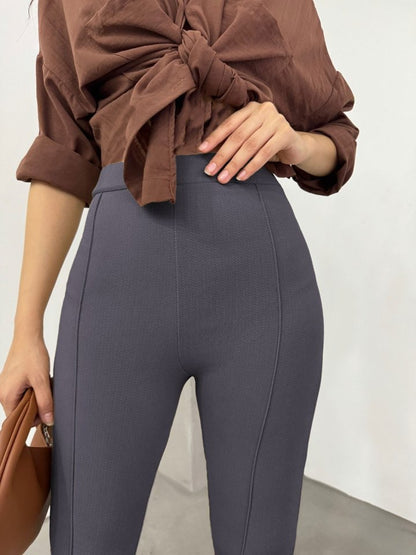 Beli Lastikli Likralı İspanyol Pantolon -Füme