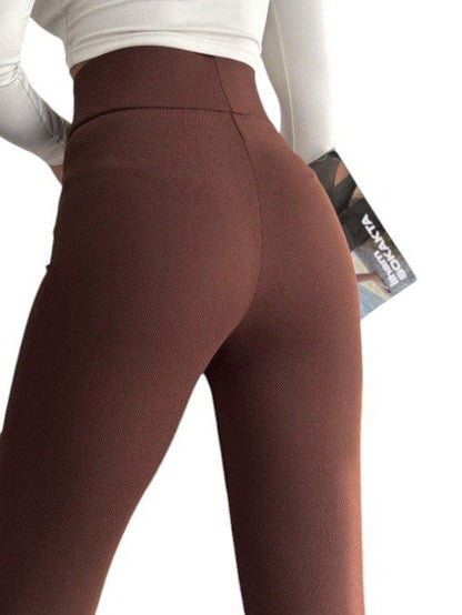 Beli Lastikli Likralı İspanyol Pantolon -Kahve