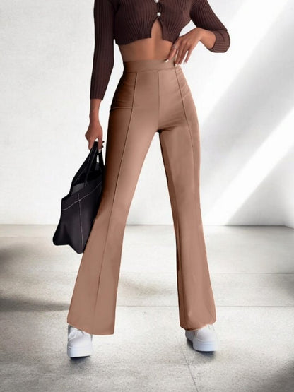 Beli Lastikli Likralı İspanyol Pantolon -Vizon