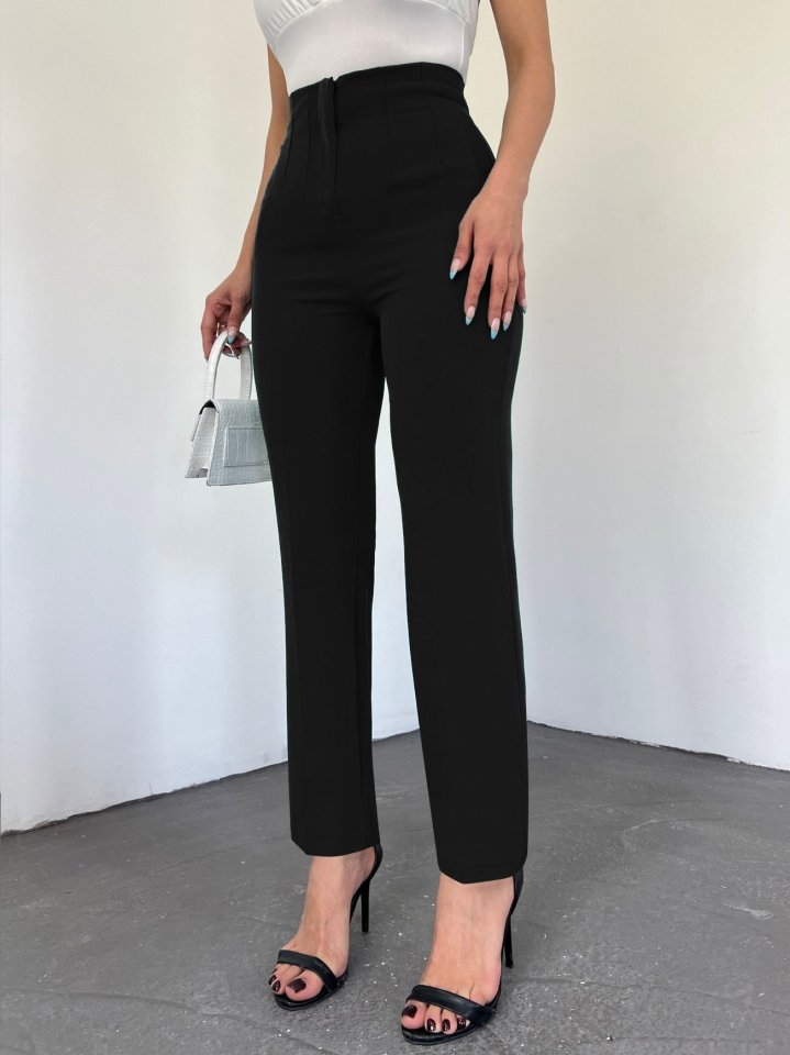 Zra Pileli Havuç Pantolon -Siyah