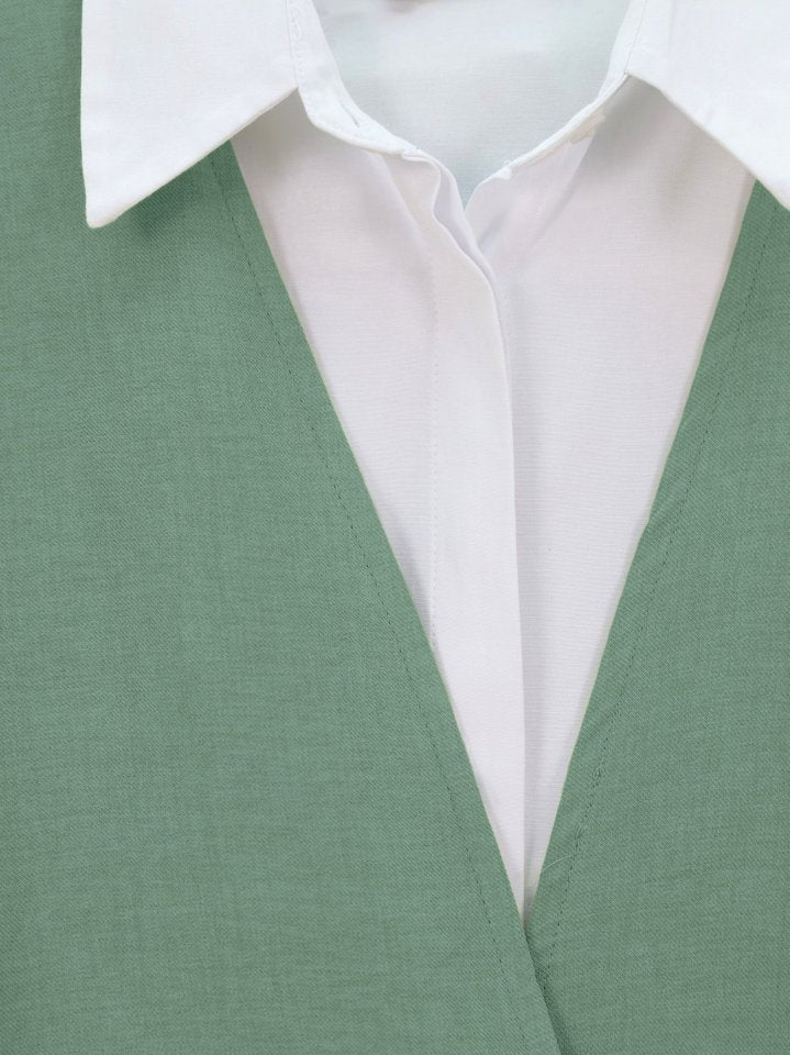 Önden Bağlamalı Pantolonlu Kimono Takım-Mint