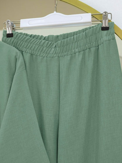 Önden Bağlamalı Pantolonlu Kimono Takım-Mint