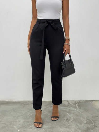 Kemerli Bilek Pantolon -Siyah
