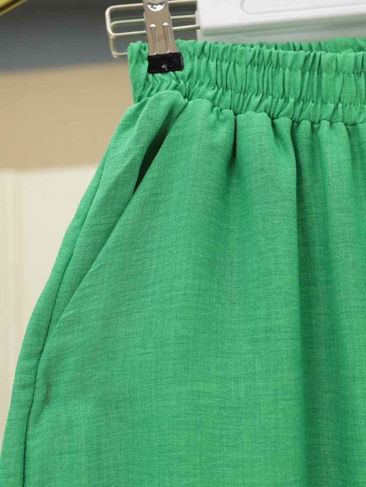 Beli Lastikli Çift Cepli Salaş Pantolon -Yeşil