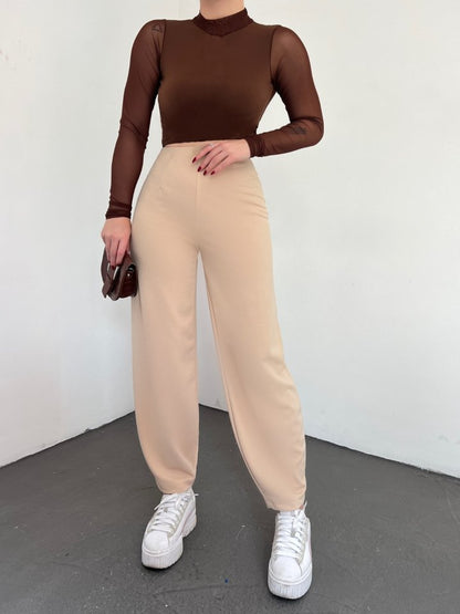 Beli Lastikli Balon Pantolon -Bej