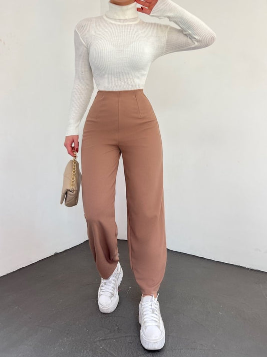 Beli Lastikli Balon Pantolon -Vizon