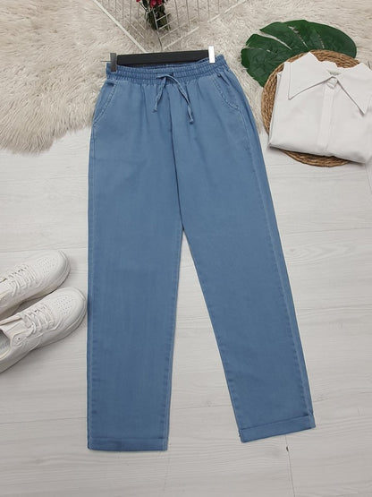 Duble Paça Yıkamalı Soft Kot Pantolon  -Buz Mavi