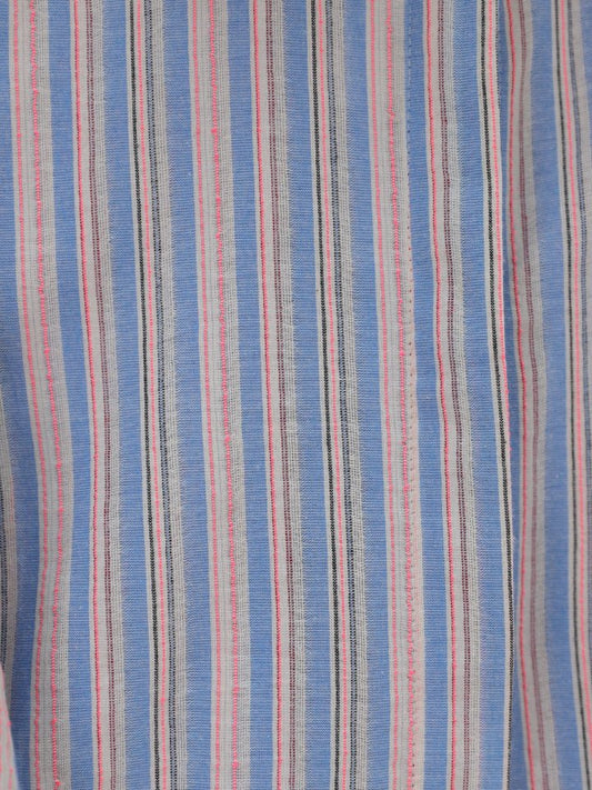 Arkası Uzun Kabartma Çizgili Oversize Gömlek -Mavi