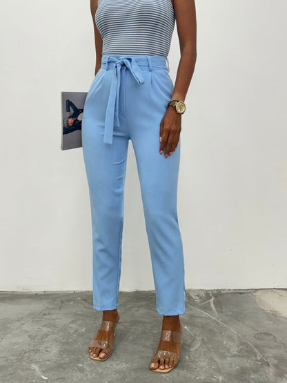Kemerli Bilek Pantolon     -Bebe Mavi