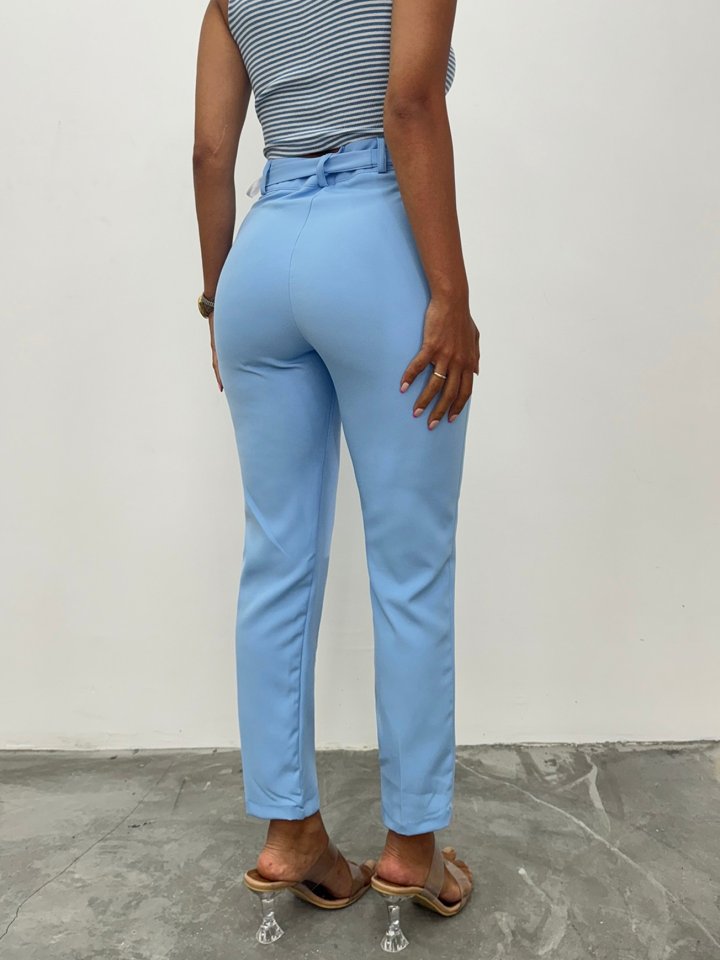 Kemerli Bilek Pantolon     -Bebe Mavi