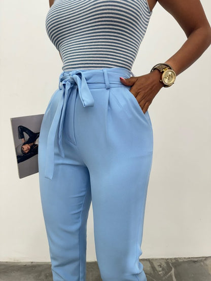 Kemerli Bilek Pantolon     -Bebe Mavi