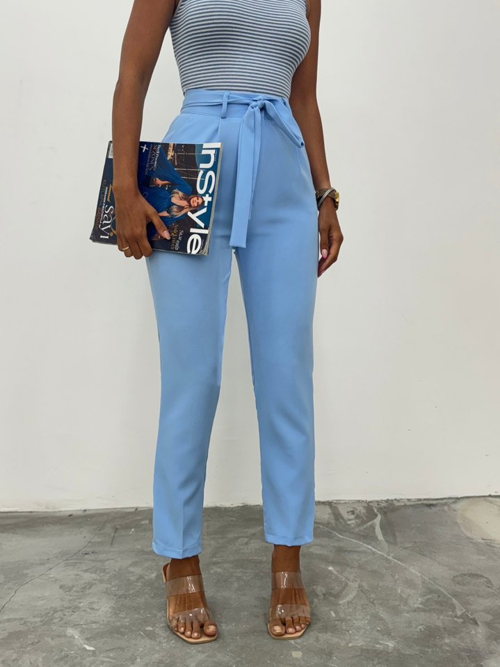 Kemerli Bilek Pantolon     -Bebe Mavi