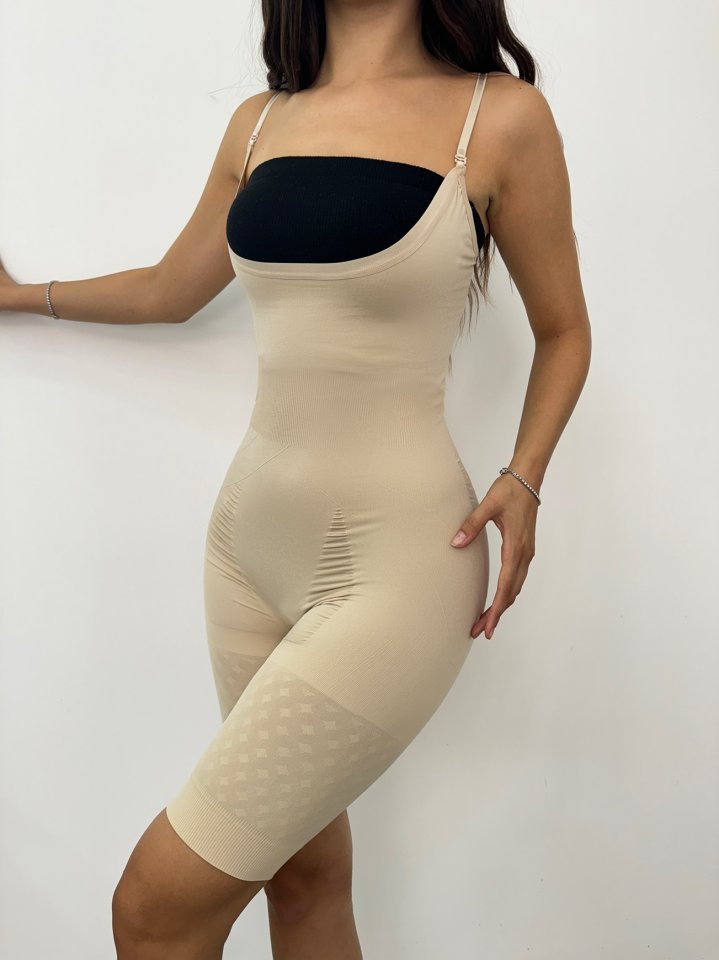 Ayar Askılı Dabıl Boy Korse -Krem