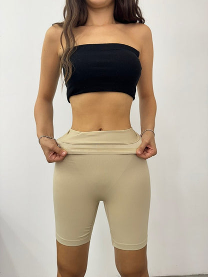 Silikonlu Uzun Paçalı Korse -Krem